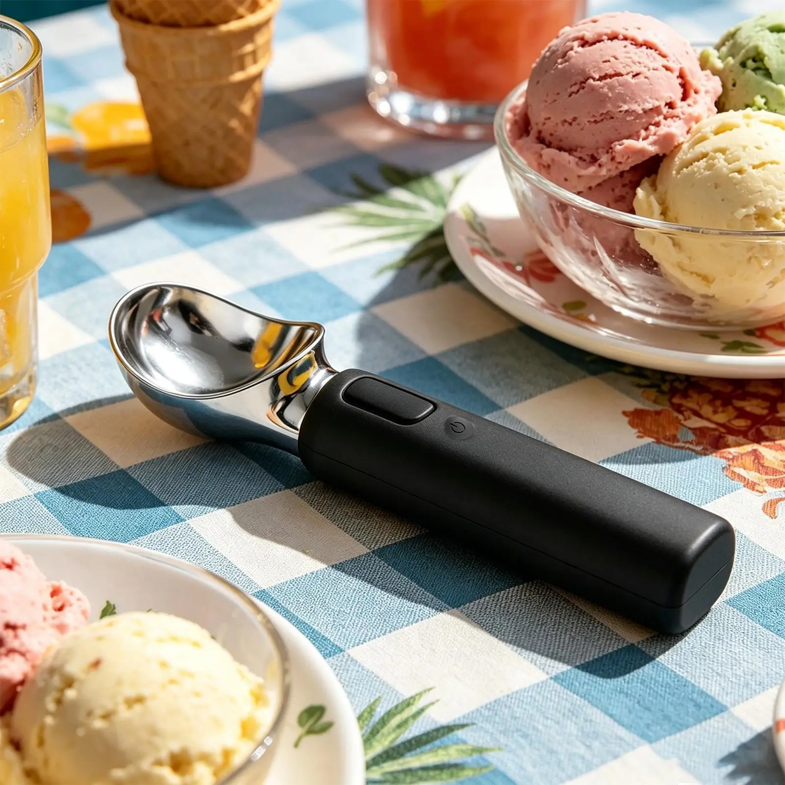 Ice Cream Scoop Heated 3-Speed Rechargeable Ergonomic LED Display Hard Ice Cream Scooper For Cheese Watermelon Fruit Balls Jelly