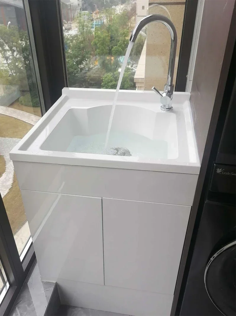 Customized balcony sink, countertop, integrated basin household quartz stone wash basin, single basin, customized