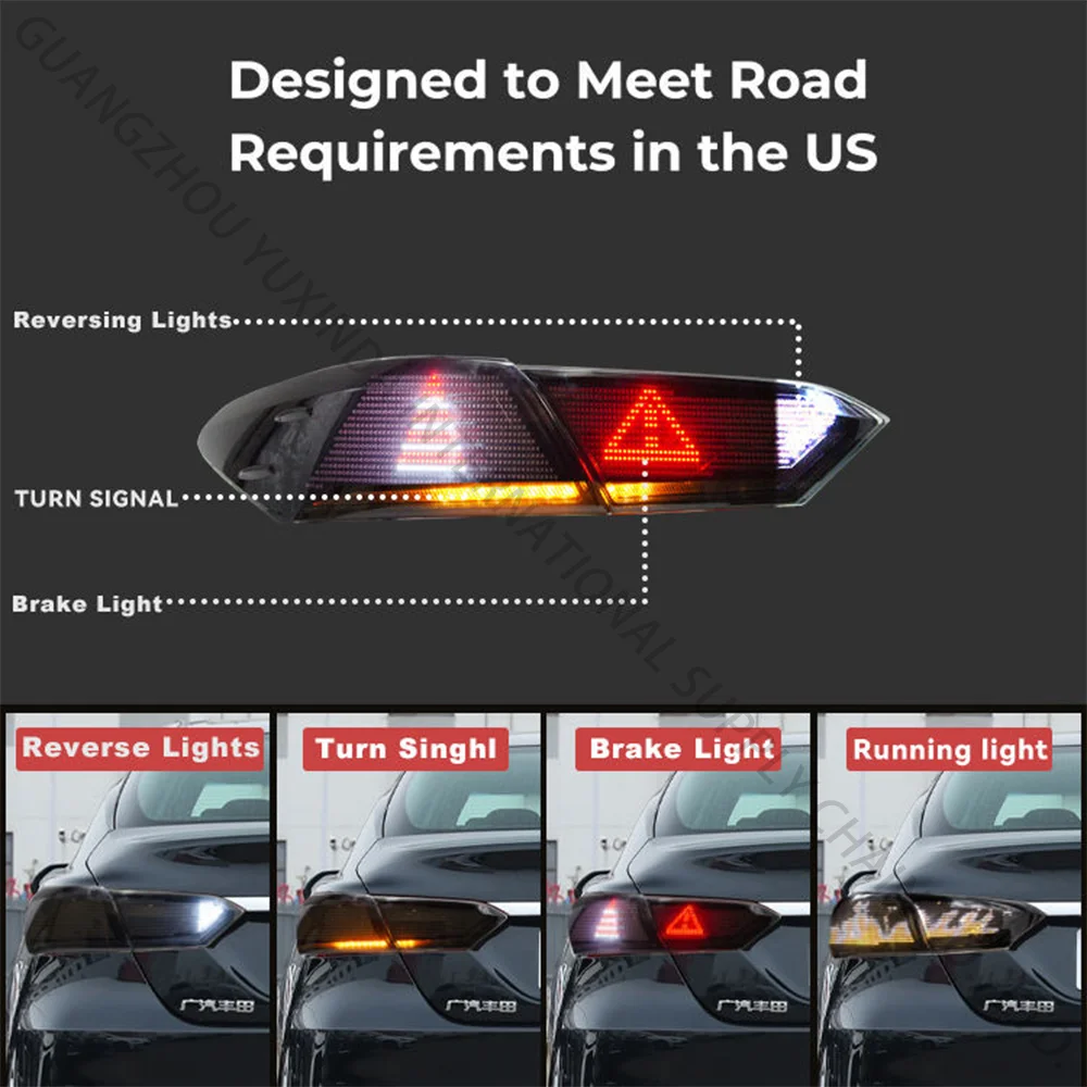 RGB الرقمية LED المصابيح الخلفية اكسسوارات لتويوتا كامري 2018-2024 8th الجنرال DRL لمبة خلفية ديناميكية بدوره 18-24 2019 2020 2021