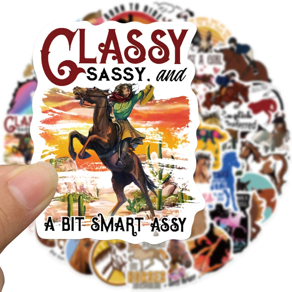 10/30/50PCS Equestrian Lovers Stickers Horse Graffiti Scrapbook Luggage Scooter Ipad Kawaii Cartoon PVC Stickers Wholesale