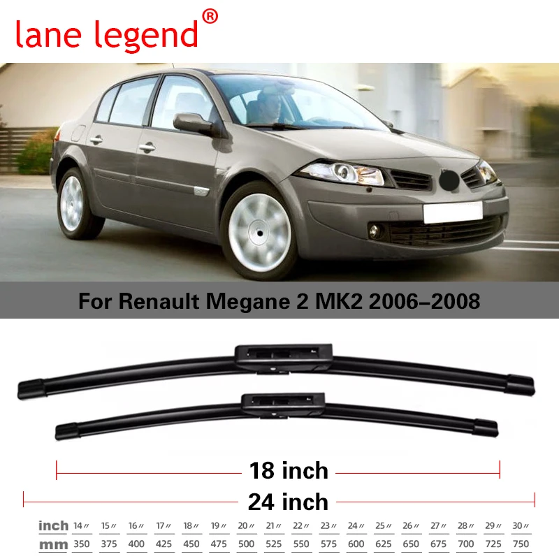 Front Wiper Blades For Renault Megane 2 MK2 2006-2008 Windshield Windscreen Window 24\