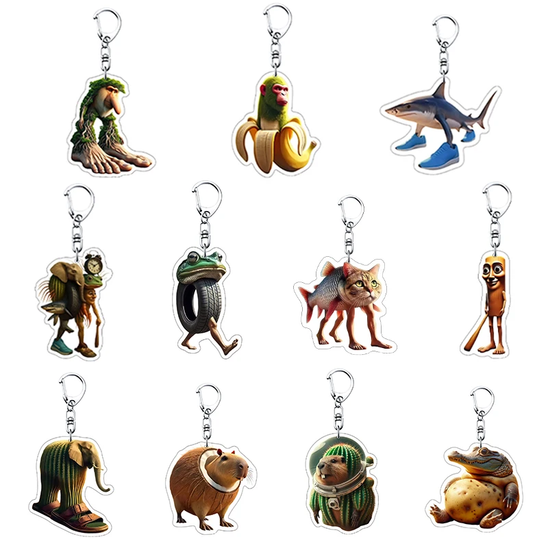 

Creative Italian Brainrot Animals Keychains Acrylic Shark Keychain Meme Cartoon Hanging Pendant Fan Friend Kid Holiday Birthday