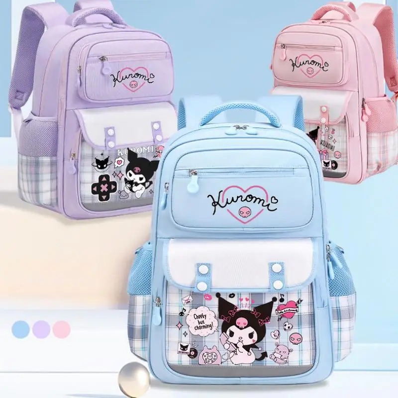 

Anime Kawaii Sanrios Kuromi School Bag Girl Cute Load-Reducing Spine Protection Backpack Kids Large-Capacity Primary School Bags