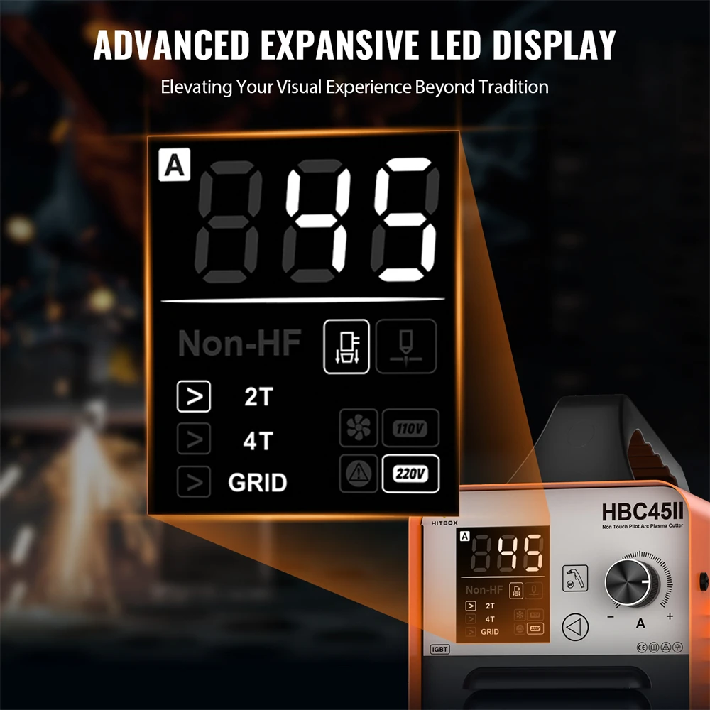 HITBOX 45A غير HF غير اللمس البلازما القاطع 2T/4T IGBT آلة لحام للمنزل لتقوم بها بنفسك ورش العمل الذكية LED عرض قوس قطع البلازما #4