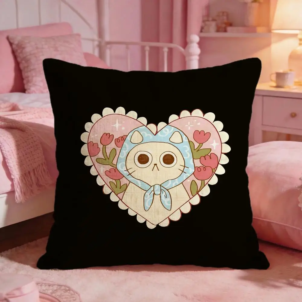 Heart Floral Cat Cushion Cover Premium Comfort Reversible Pillow Cove -Two in One Design for Any Room & Car Interior