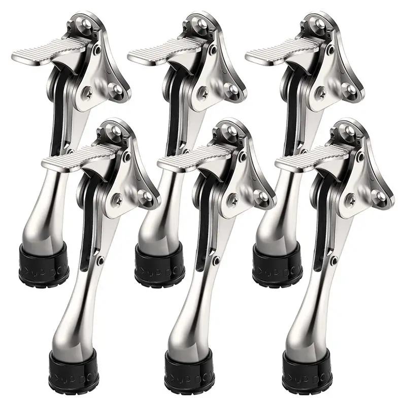 A78I 6 x Heavy Duty Door Stops for Bottom with Adjustable Rubber Tips Spring Door Stop Door Stop Replacements 4 Inch