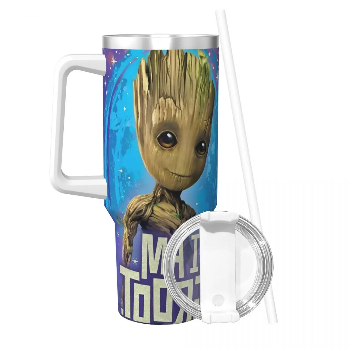 Stainless Steel Tumbler Guardians Of The Galaxy Mugs Cup With Straws i am groot Camping Cold and Hot Water Bottle