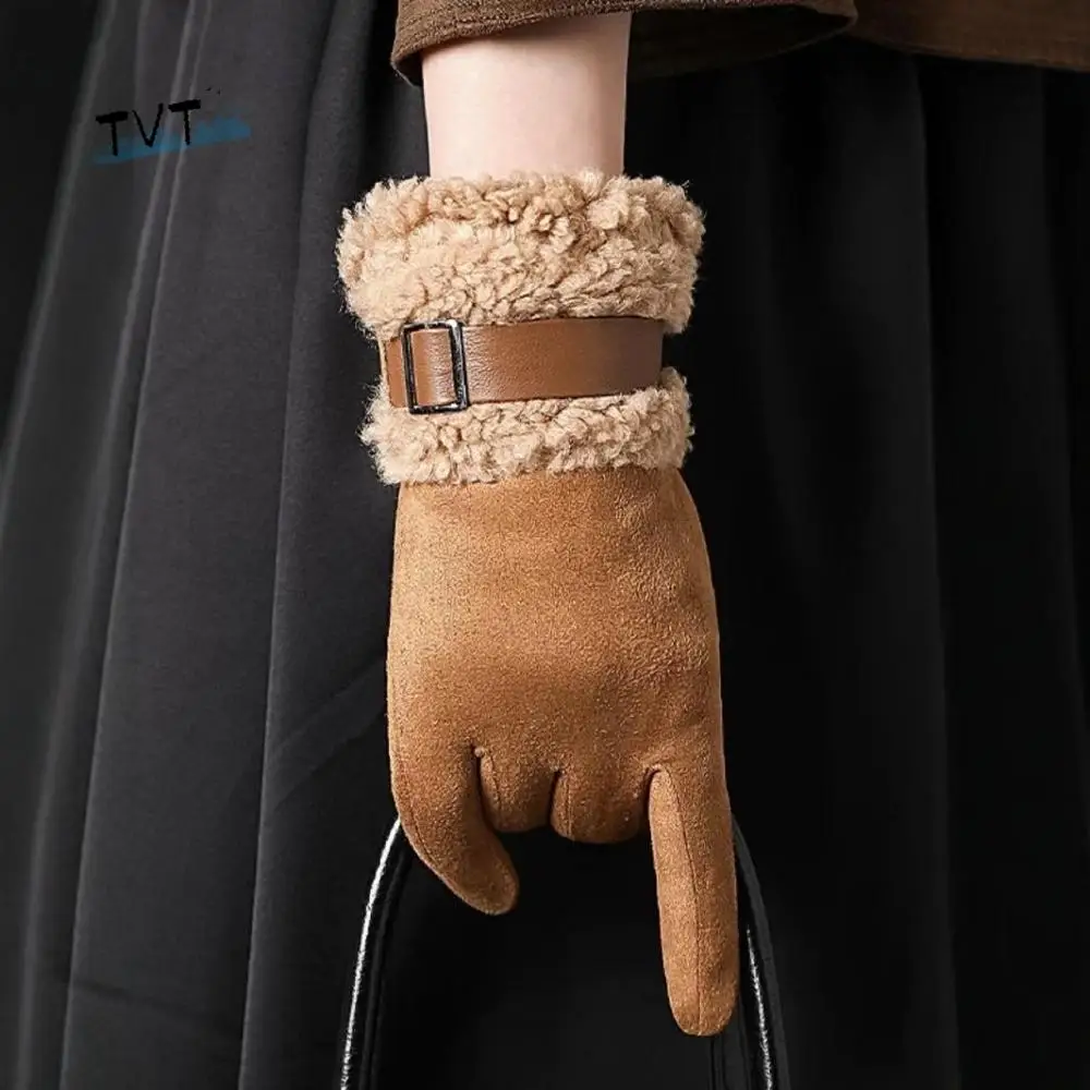 

Fashion Full Finger Women's Winter Gloves Windproof Thickened Women Fleece Gloves Warm Fleece-Lined Cycling Mittens Outdoor