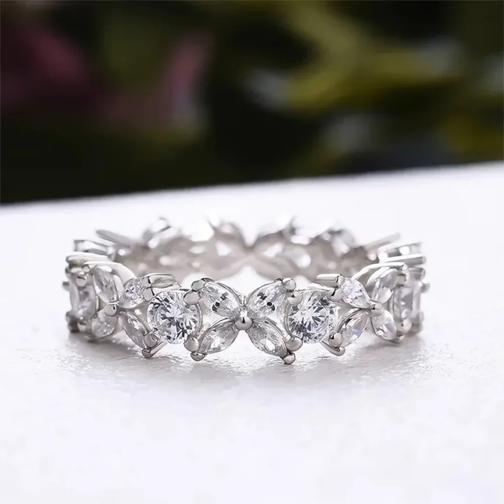 KUTPF Stackable Full Moissanite Eternity Band Ring S925 Silver 3