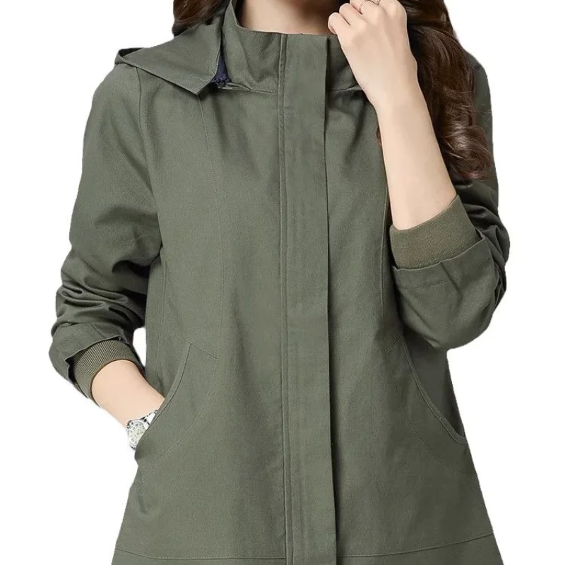 

Zippered Cardigan Long-sleeved Windbreaker Versatile Coat Hooded Loose Casual Jacket Top