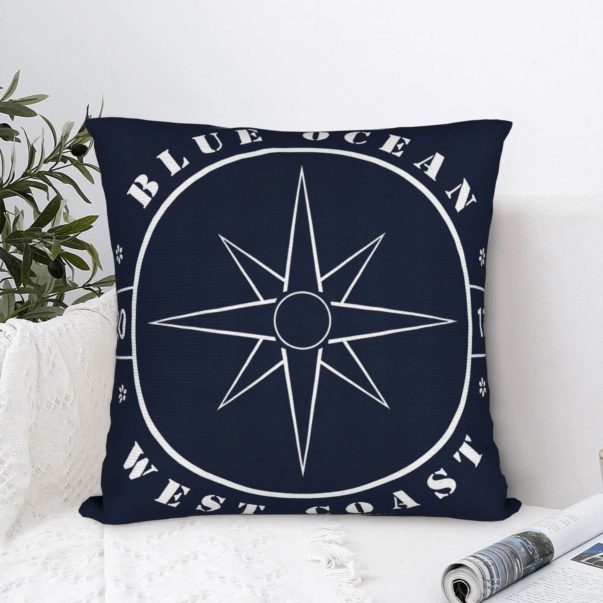 Nordic Dark Blue Nautical Collection Pillow Case  Print Pillow Cover Funny Cushion Cover For Sofa Car Home Decor