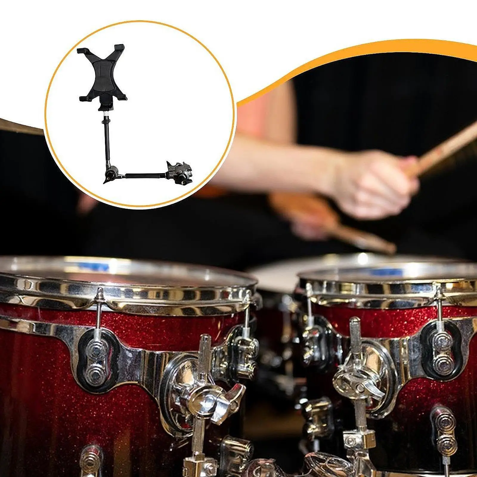 

Tablet Holder for Drum Adjustable Angle Portable for 7.9-11 inch Device Tablet Music Stand for Live Show Parties Performance