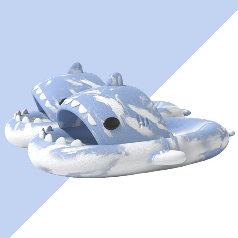 Ciabatte con plateau da donna Comwarm a forma di squalo - Sandali estivi con suola spessa e design a cartoni animati, ideali per coppie, antiscivolo, perfette per piscina e spiaggia._voghion.com