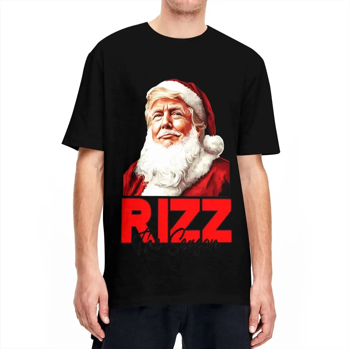 Casual Santa Trump Rizz The Season T-Shirt For Men Women Cotton Short Sleeve Round Neck Summer Top Tee