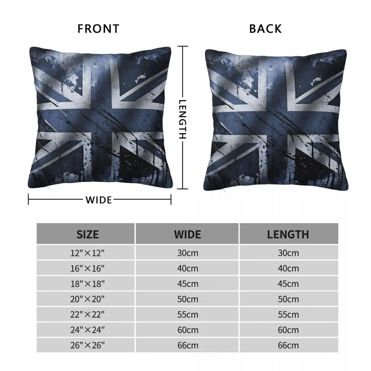 Blue Uk Distressed Union Jack Square Pillowcase Polyester Linen Velvet Printed Zip Decorative Home Cushion Case