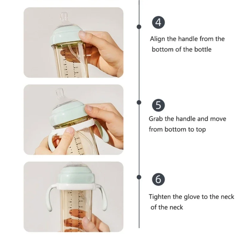 Garrafa de alimentação com alça quadrada, leve para alça hegen, fácil aderência para bebê 6m + capa de garrafa de substituição, dropshipping