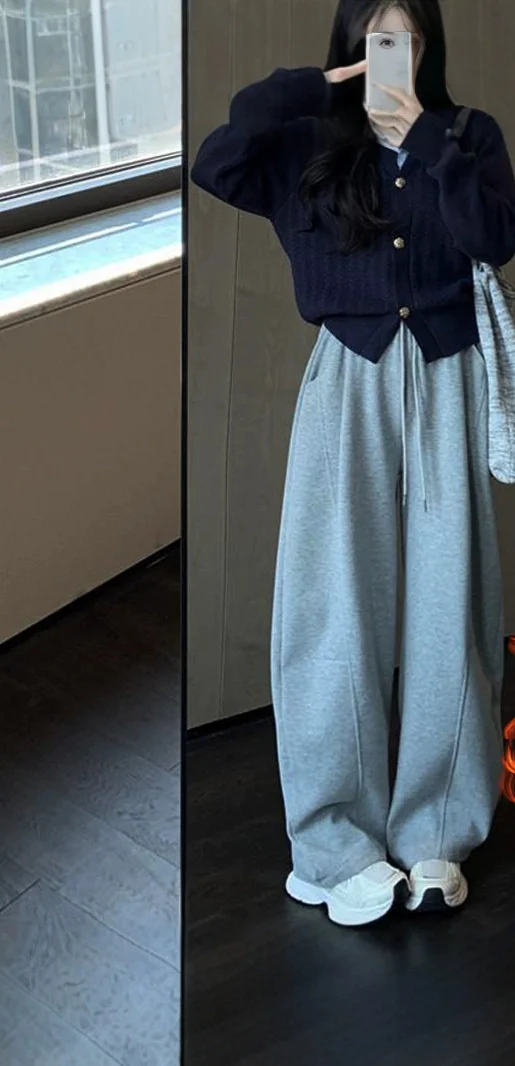 Pantaloni a gamba larga Performance Donna Autunno più spesso a quadri Pieghe a costine urbane Fasce comode Pesante floccaggio tenero twill retrò