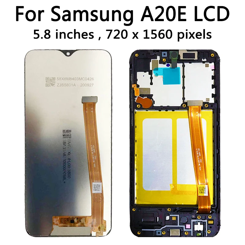 High Quality For Samsung A20e LCD SM-A202F A202DS A202F/DS A202 Display Screen Touch Screen Assembly A20E Display With Frame