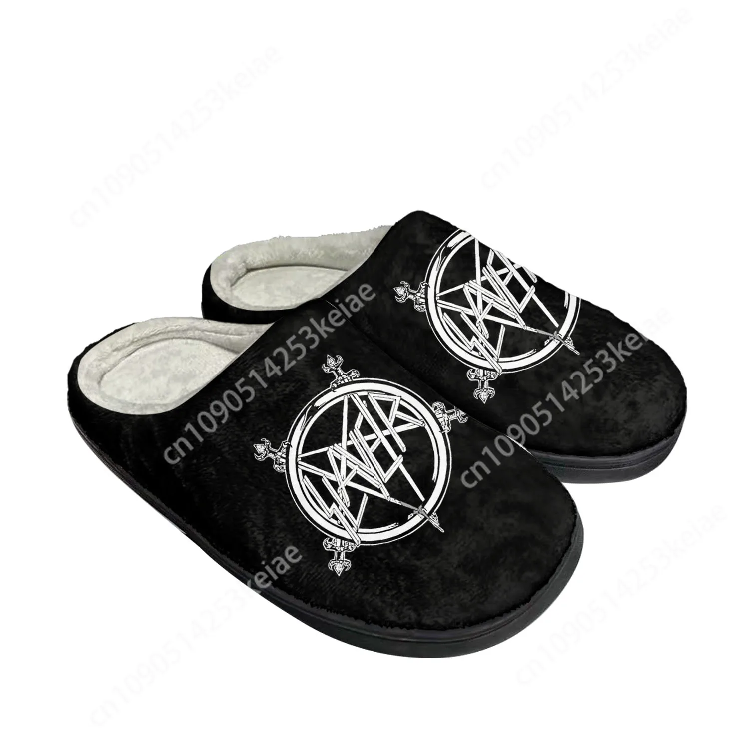 Slayer Heavy Metal Rock Band Home Cotton Custom Slippers Mens Womens Sandals Plush Bedroom Casual Keep Warm Shoe Thermal Slipper