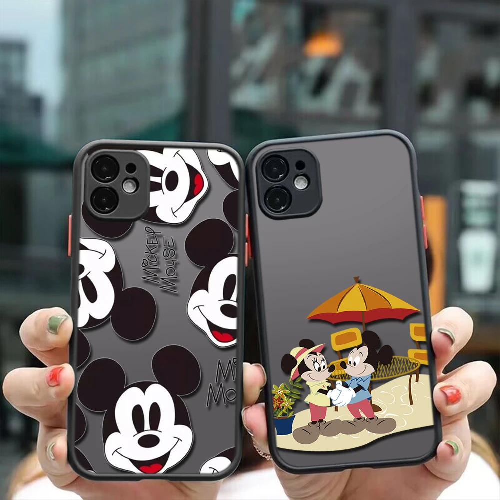 E10 Mickey Minne dull polish Protective lens Soft transparent Case for iPhone 15 14 Plus 13 12 11 X XS XR Pro Max Mini 8 7 Plus