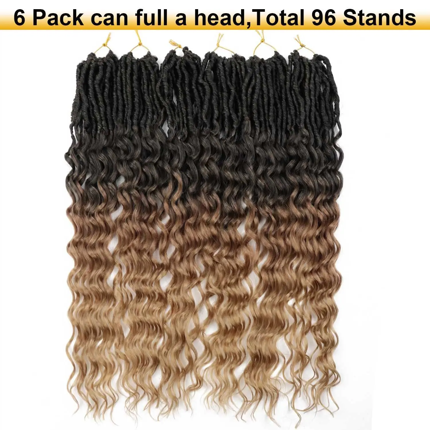 Deep Faux Locs Crochet Hair Soft Goddess Locs Crochet Braids 24 Inch synthetic Deep Wave Locs (24 Inch, 1B/30/27)