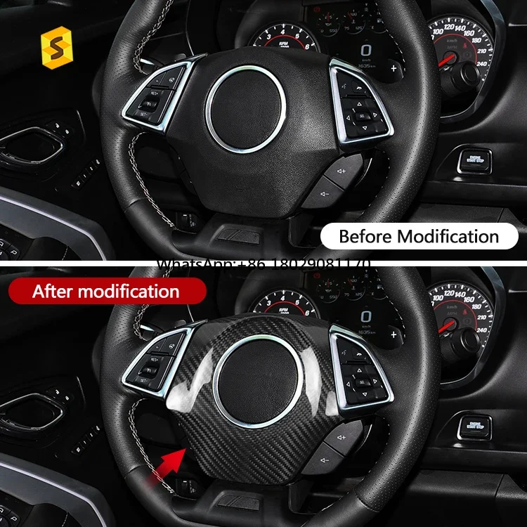 Carbon Real Carbon Fiber Car Interior Accsori  Carbon Fiber Interior Trim For Chevrolet Camaro 2016+ Car Airbag Cover