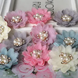 10PCS/Lot 5CM Handmade DIY Fabric Flowers Hair Accessories Garment Shoes Hats Decoration