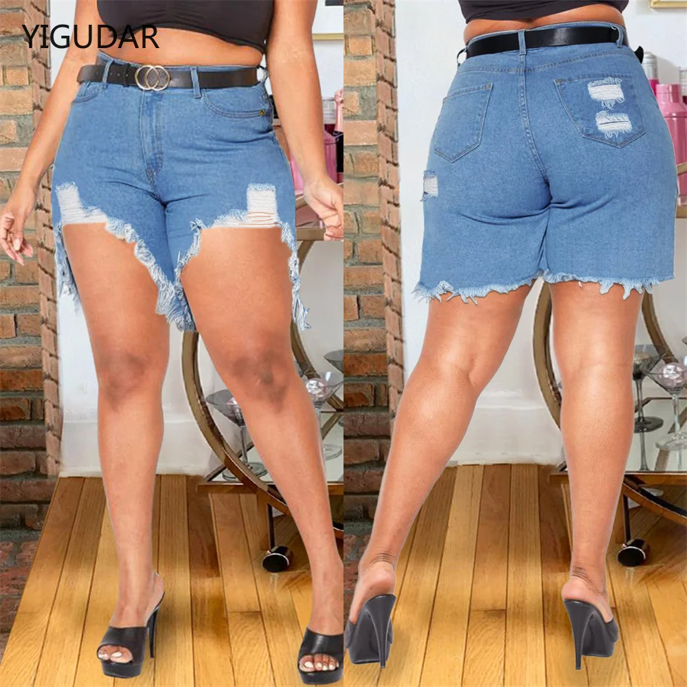 

Casual High Waist Denim Shorts Women Summer Pocket Tassel Hole Ripped jeans Short Female Femme Short Pants Women denim jeans