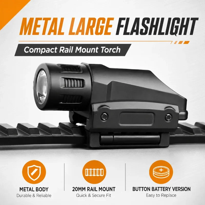 Small Size Metal Flashlight Module Button Battery Light 20mm Rail Mount Hobby Model Decor Illumination Accessory