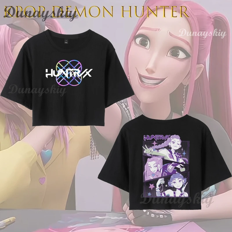 BKPop Demon Hunters Mira Crop Top T-shirt Short Sleeve Sexy Cute Anime Cosplay Women Outfit Halloween Christmas