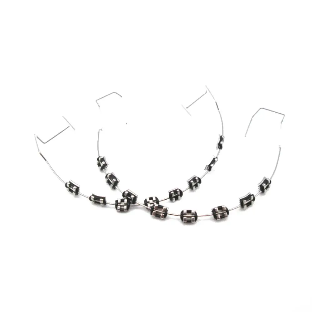 1 pair Colorful Temporary Tooth Decoration Dental Decorations Fake Brackets Orthodontic Ligature Ties Braces with Metal Wires