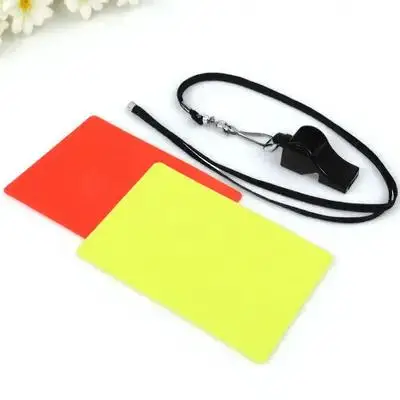 

1 set 1 Set Red Yellow Referee Cards Soccer Football Standard Kit Lightweight Whistle Lanyard Portable Wallet Accessories Tools