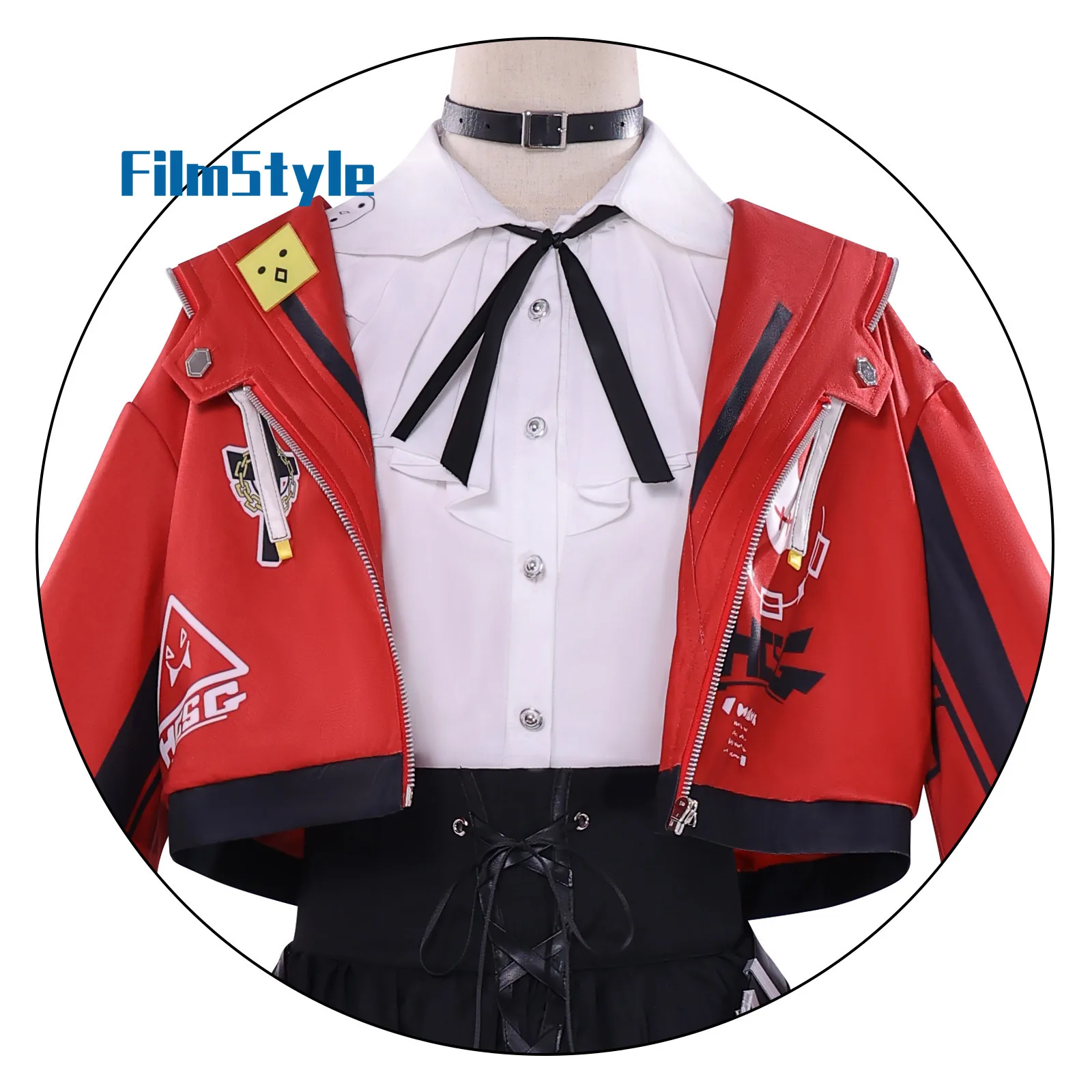 Requiem of the Strange Loop Esper JK Uniform Cosplay Costume, Red & Black Mini Skirt Game Identical Outfit for Performance view 4