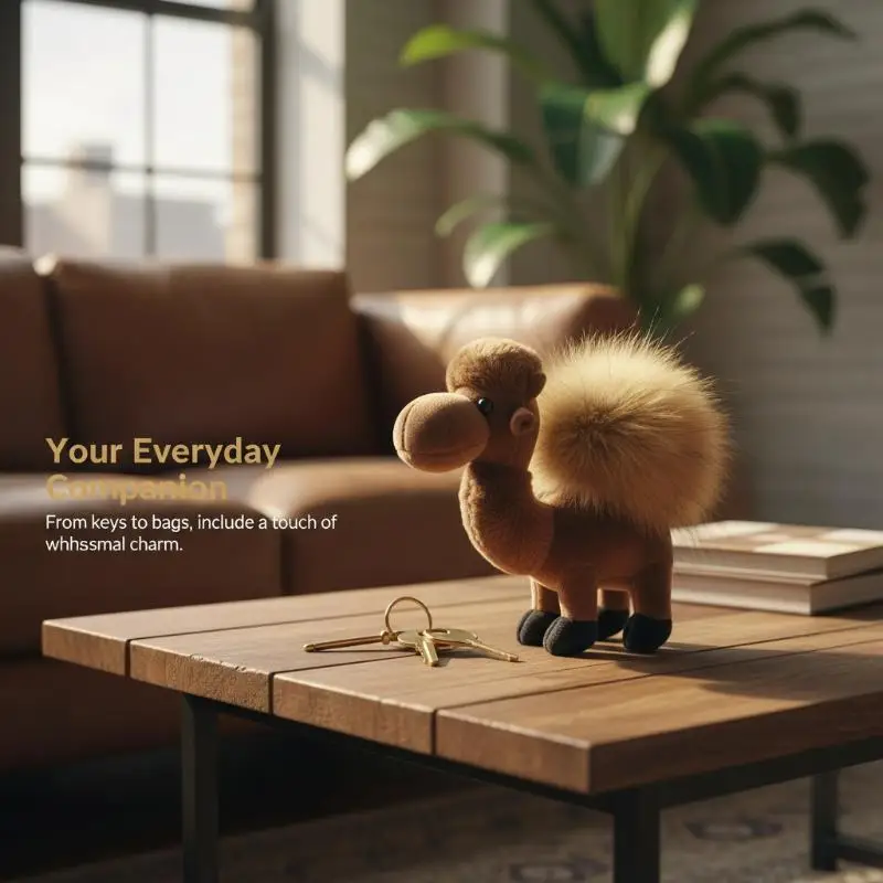 Creative Personalized Real Mink Fur Ball Small Camel Bag Charm Cute Plush Doll Car Keychain Pendant Accessories