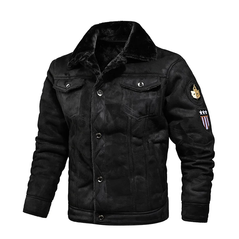 High Quality Leather Jackets Casual Man Winter Fleece Motorcycle Faux Leather Jacket Male Anti-wind Lapel Zipper Jackets Men