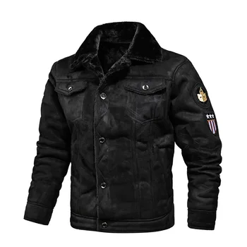 High Quality Leather Jackets Casual Man Winter Fleece Motorcycle Faux Leather Jacket Male Anti-wind Lapel Zipper Jackets Men 2