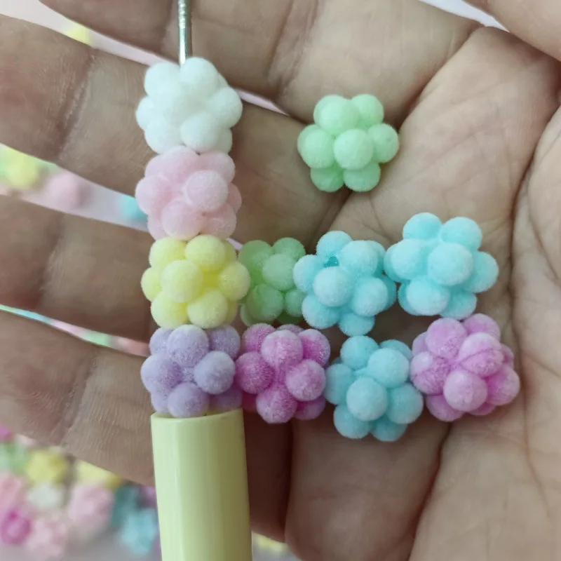 

300 шт., 14 мм, персонализированные плюшевые бусины, цветок, шариковая ручка из бисера, разбросанные бусины ручной работы, изготовление ювелирных изделий, ожерелья, кулона