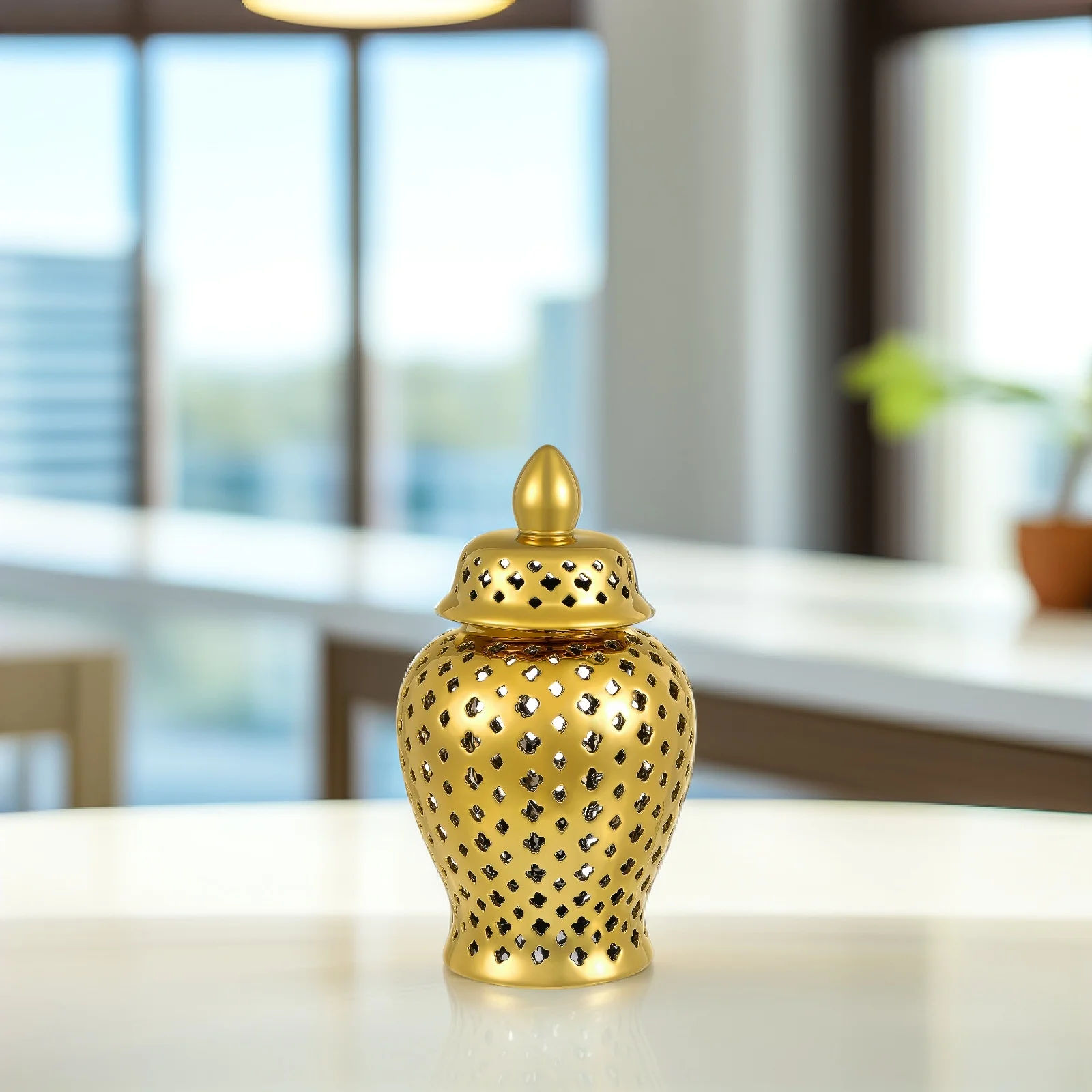 

Ceramic Hollow Flower Vase Desktop Ornament Creative Home Decor Lightweight Balcony Garden Wedding Ceremony Display