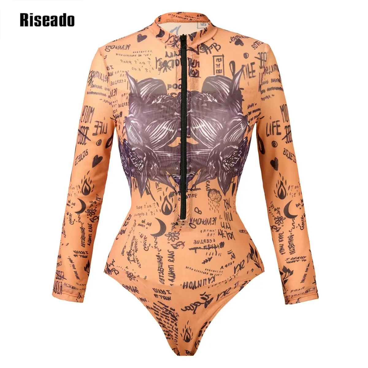 Women's Swimsuit 2025 Mesh Swim Suit Sexy Transparent One Piece Suit with Long Sleeves Large Size Protective Beach Clothes