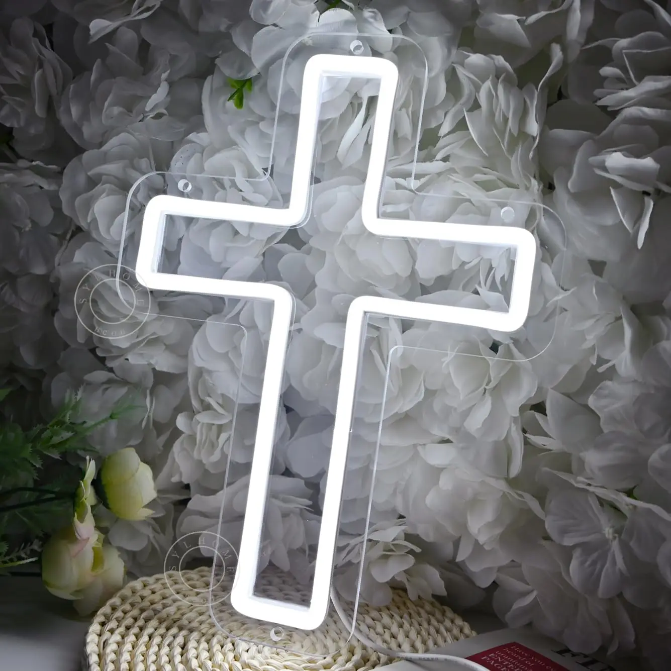 Cross Led Neon Light Sign Kids Bedroom Nursery Wall Sign Decor Christening Baby Shower Wedding Birthday Christmas Party Backdrop
