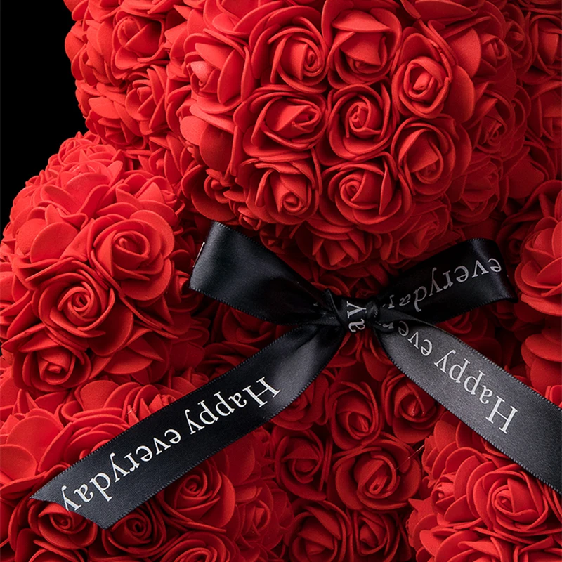 Wedding Decoration Rose Bear Artificial Flower With Box and Light Rose Teddy Bear For Women Valentines Girlfriend Birthday Gifts