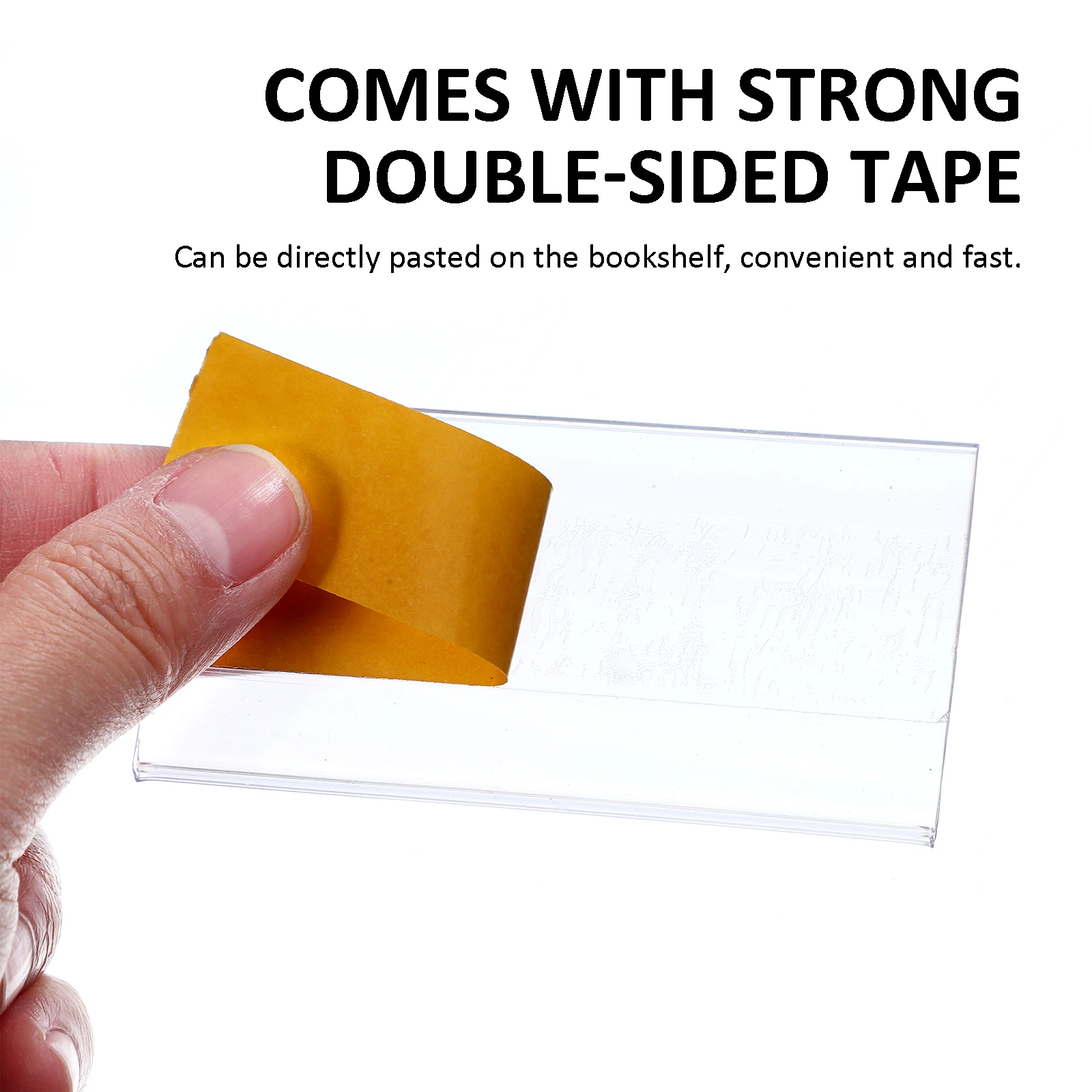 

60 Pcs Transparent Label Holder Clear PVC Shelf Tags 4x8cm Adhesive Wire Shelving Labels for Storage Bins Books Files