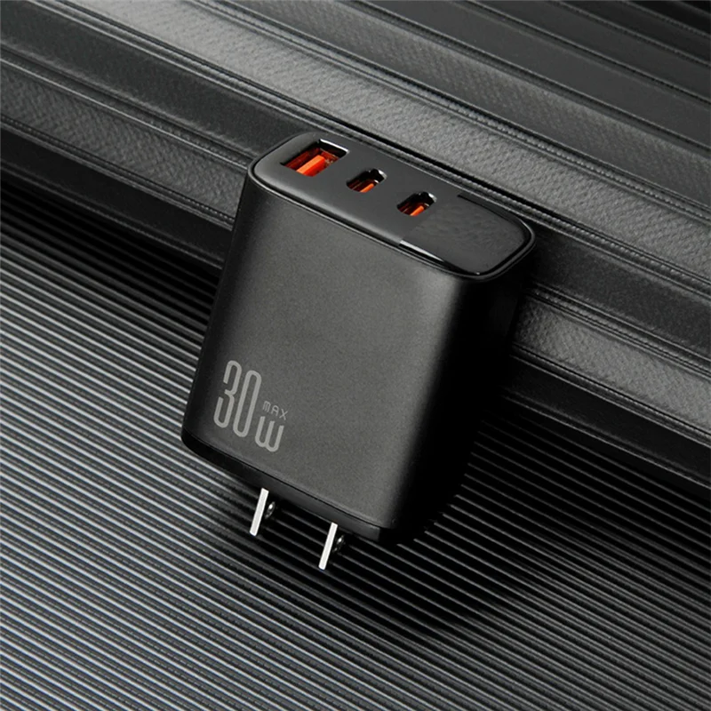 

Stylish-30W Multiple Sockets Charger Digital Display Quick Charge Fast Type C USB Charger For Laptop Phone B US Plug