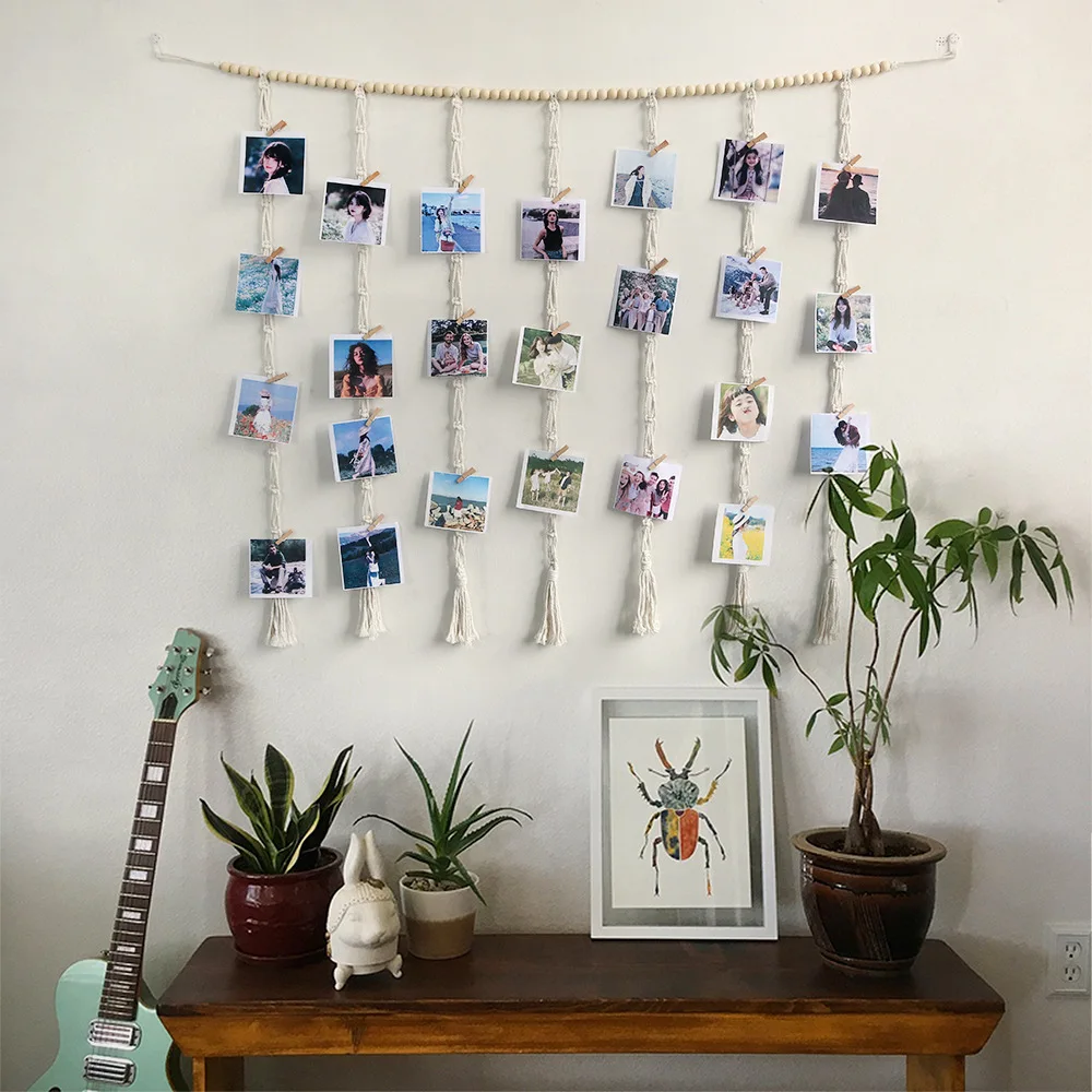 Macrame Hanging Photo Display Wall Decor
