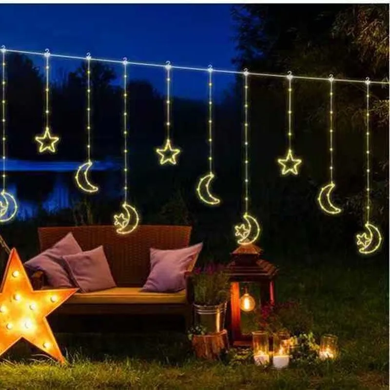 and moon curtain star-shaped string icicle Christmas small lights