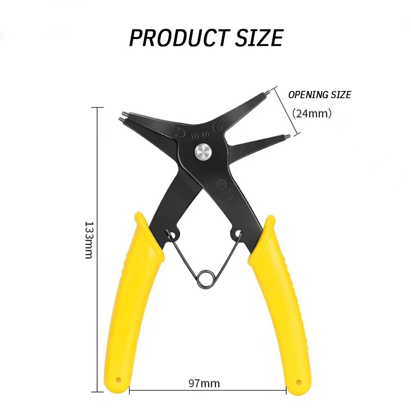 Circlip Pliers 2 in 1 Internal and External Dual Purpose Pliers External Spring Pliers Large Retaining Ring Removal Tool 1pc