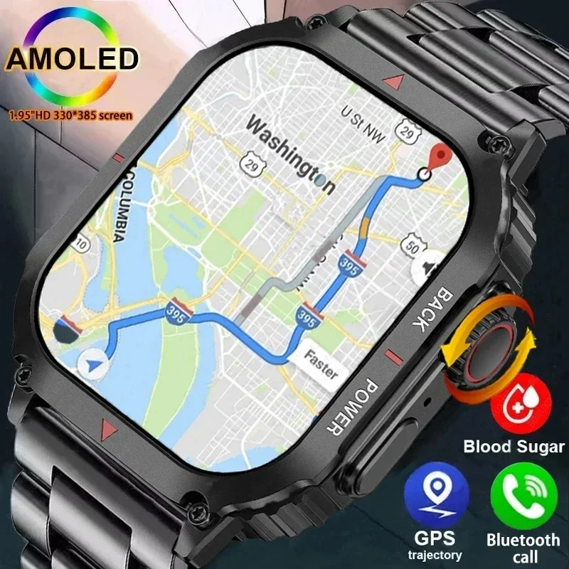 Новинка 2024, спортивные Смарт-часы с GPS, мужской экран AMOLED HD для Android, NFC, Bluetooth, вызовы, уличные военные Смарт-часы, водонепроницаемые IP68