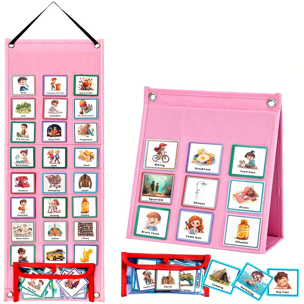 Neue 96-teilige Visuelle Tagesablauf-Karten für Kinder, Aufgabenplan für zu Hause, Gute Gewohnheiten Trainingsspiele für 3-6 Jahre Alte Kinder, Montessori – Detail 9