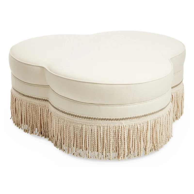 &Fringe Ottoman Portsmouth Fringe Upholstered Ottoman with Colorful Fringes for Living Room Bedroom Apartment