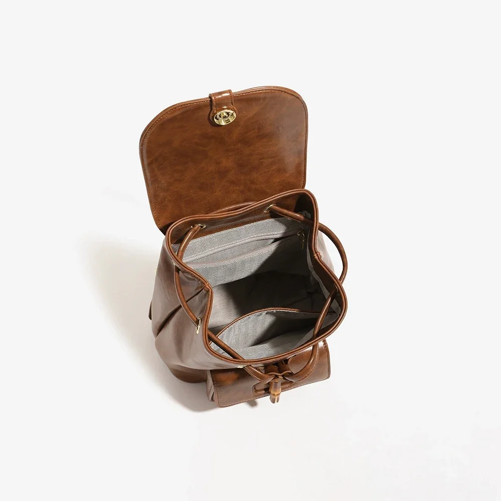 Daypack Vintage Casual Drawstring Backpack For Women Lightweight Mini Bookbag For Daily Weekend Use Ladies Bags